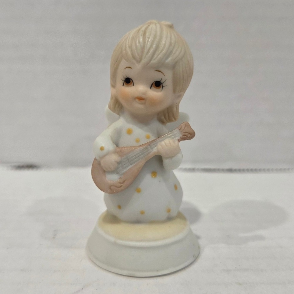 Vintage 1982 Lefton The Christopher Collection Angel Girl with Lute Figurine